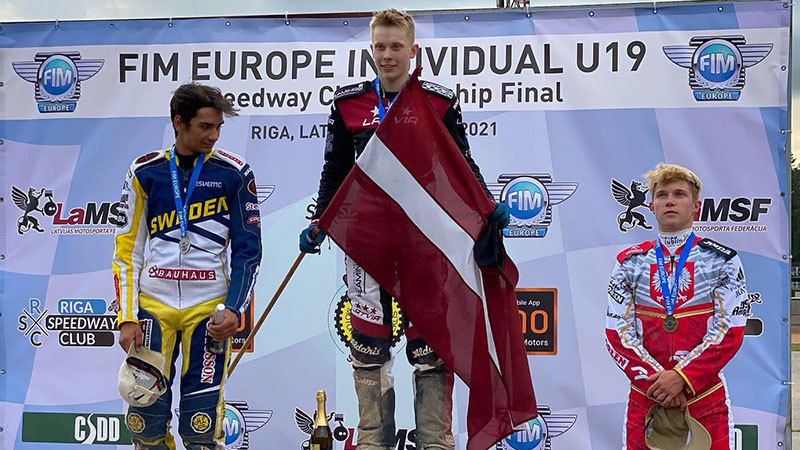 Gusts Rīgā uzvar Eiropas U-19 čempionātā spīdvejā